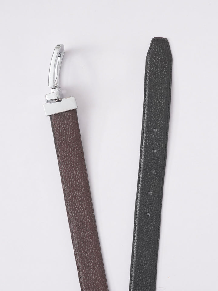 Black & Dark Brown Self Reversible Leather Belt (BELT-596)