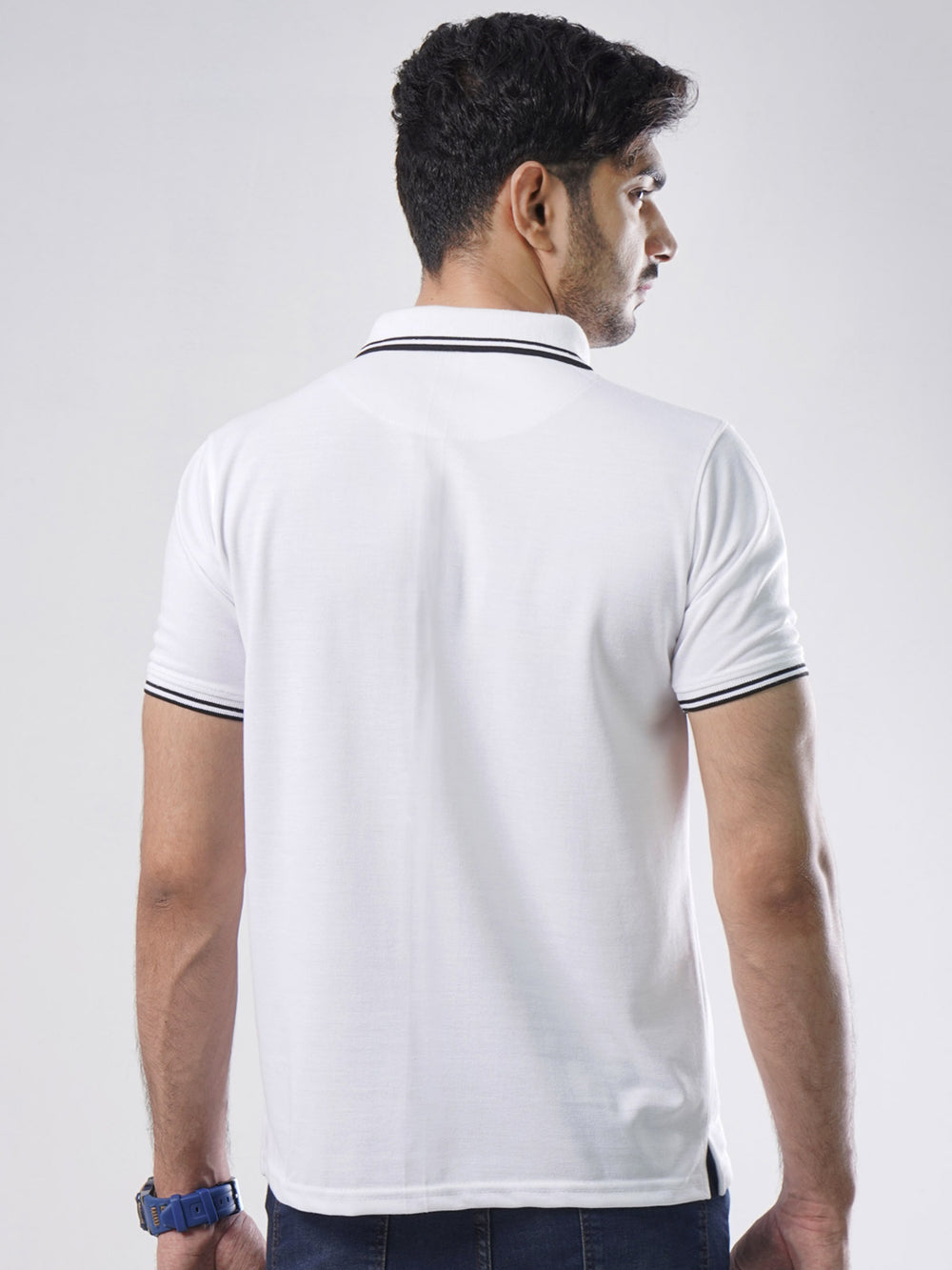 White Plain Half Sleeves Polo T-Shirt (POLO-406)