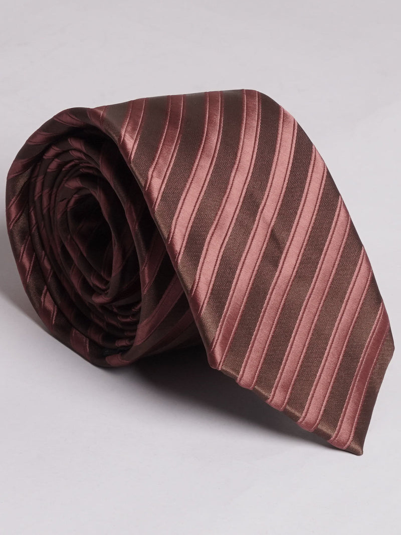 Chocolate Brown With Striped Tie (TIE-617)