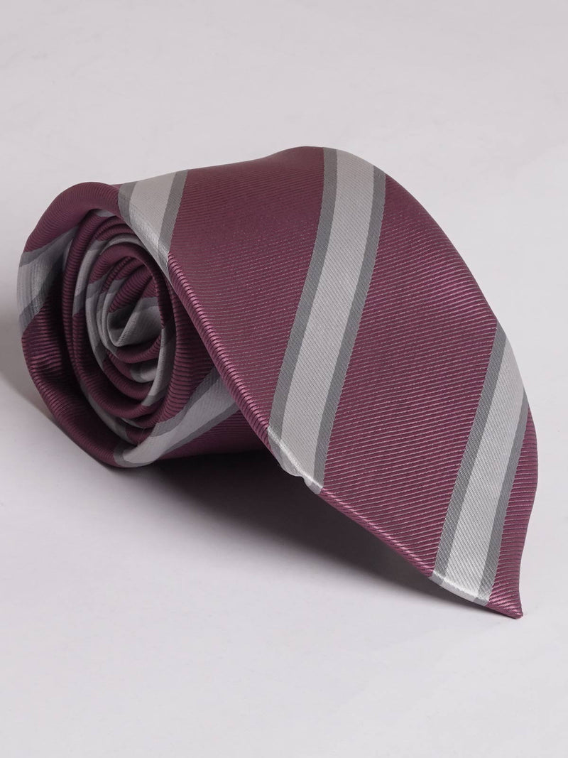 Tea Pink With Grey Striped Tie (TIE-635)