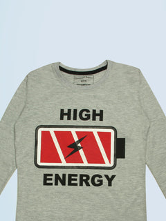 High Energy Light Grey Full Sleeves Boys T-Shirt (BT-64)