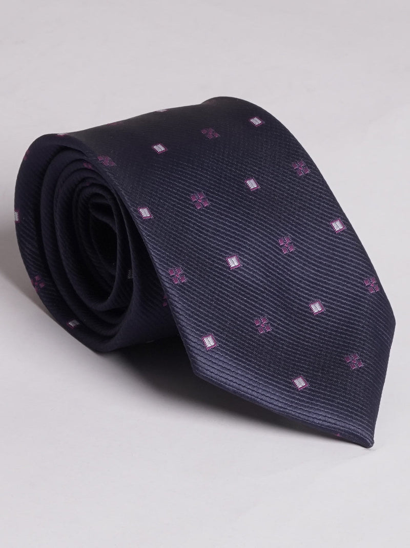 Navy Blue With Pink Dots Designer Tie (TIE-642)