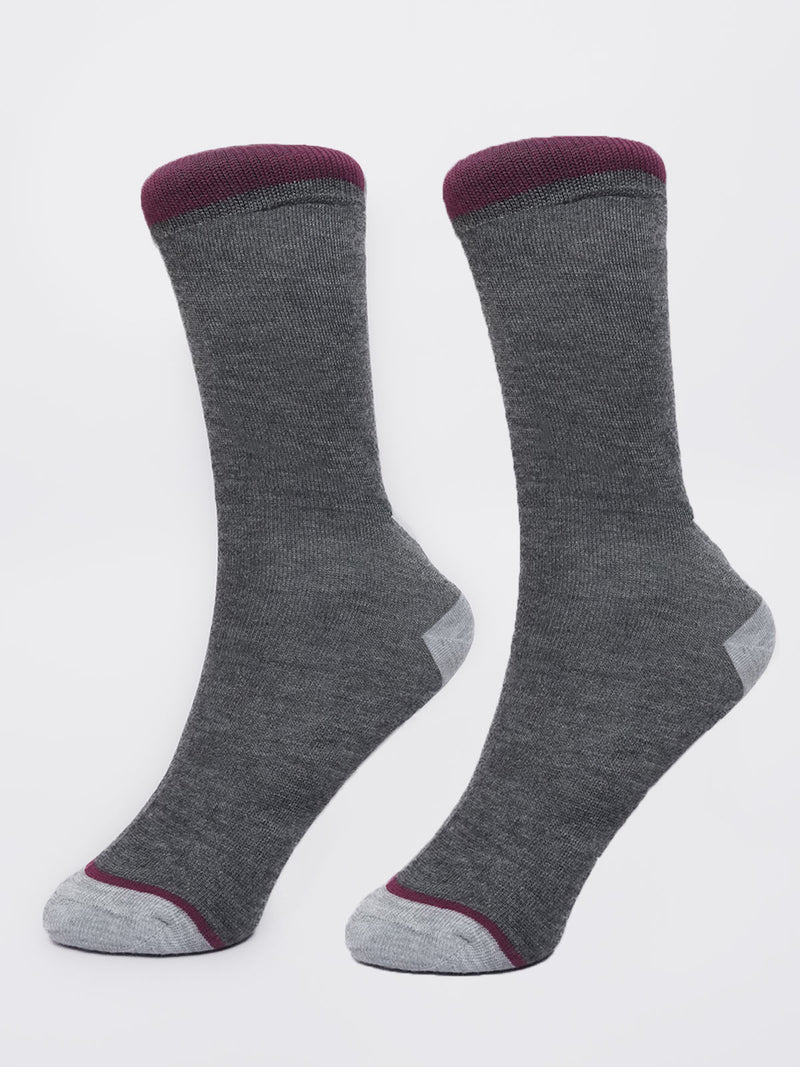 Maroon Contrast Plain Gray (SOCKS-936)