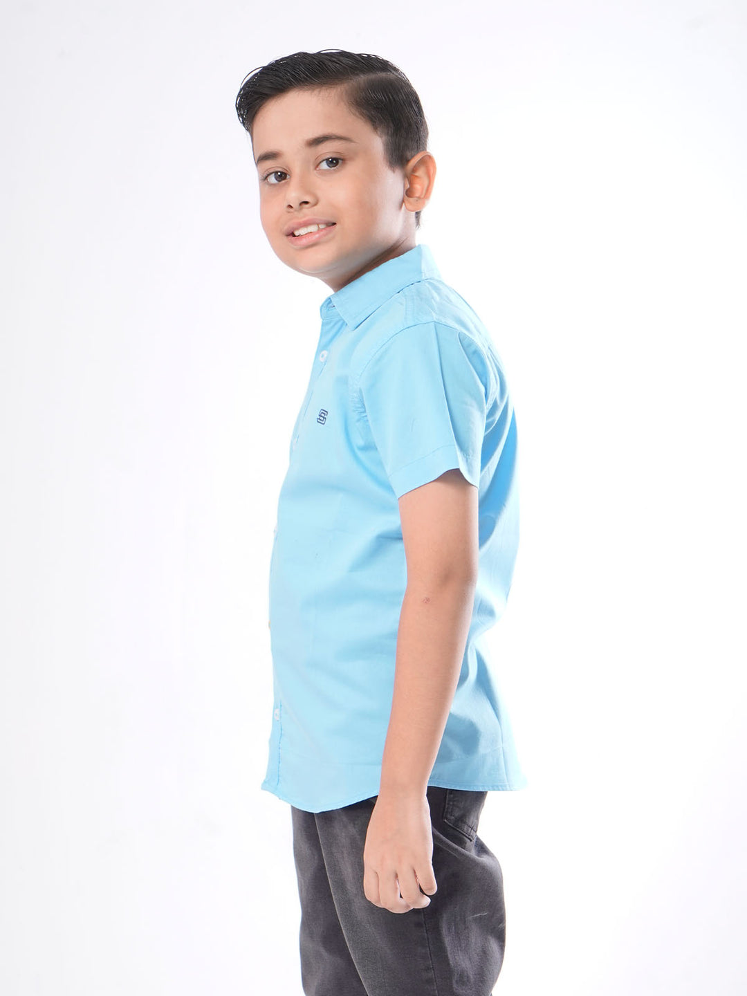 Sky Blue Plain Boys Casual Shirt (BCS-26)