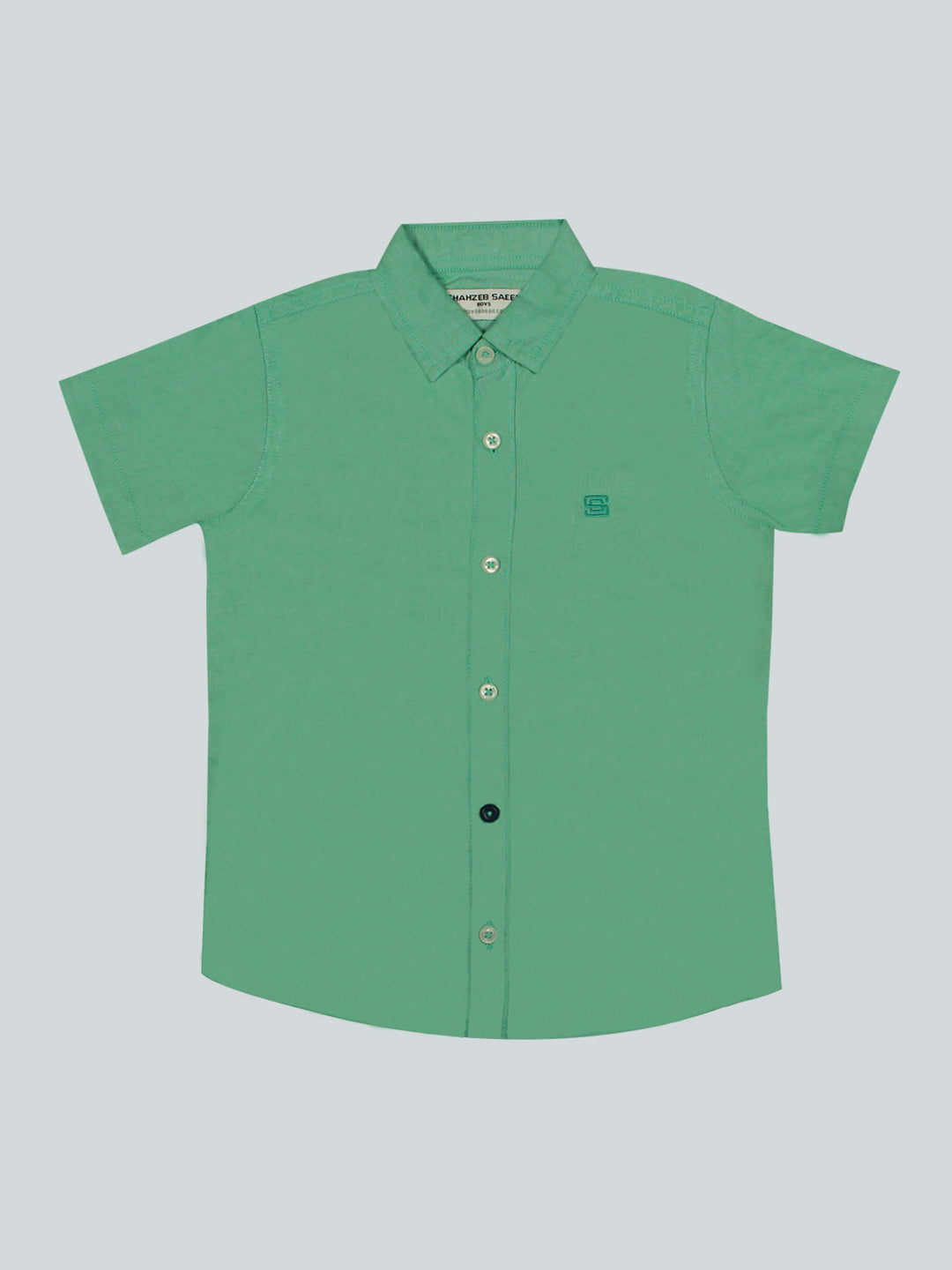 Light Green Self Half Sleeves Boys Casual Shirt (BCS-30)