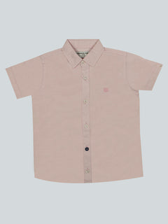 Baby Pink Plain Half Sleeves Boys Casual Shirt (BCS-35)