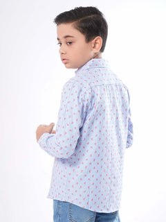 Blue Printed Full Sleeves Boys Casual Shirt (BCS-59)