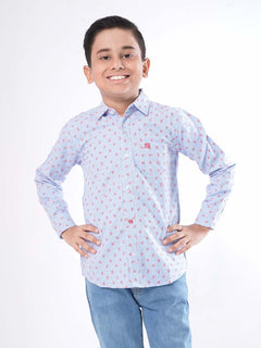 Blue Printed Full Sleeves Boys Casual Shirt (BCS-59)