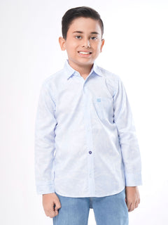 Light Blue Printed Full Sleeves Boys Casual Shirt (BCS-60)