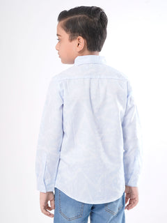 Light Blue Printed Full Sleeves Boys Casual Shirt (BCS-60)