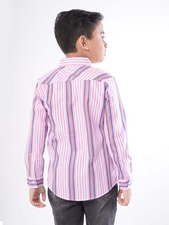 Multi Striped Full Sleeves Boys Casual Shirt (BCS-68)