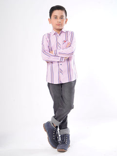 Multi Striped Full Sleeves Boys Casual Shirt (BCS-68)