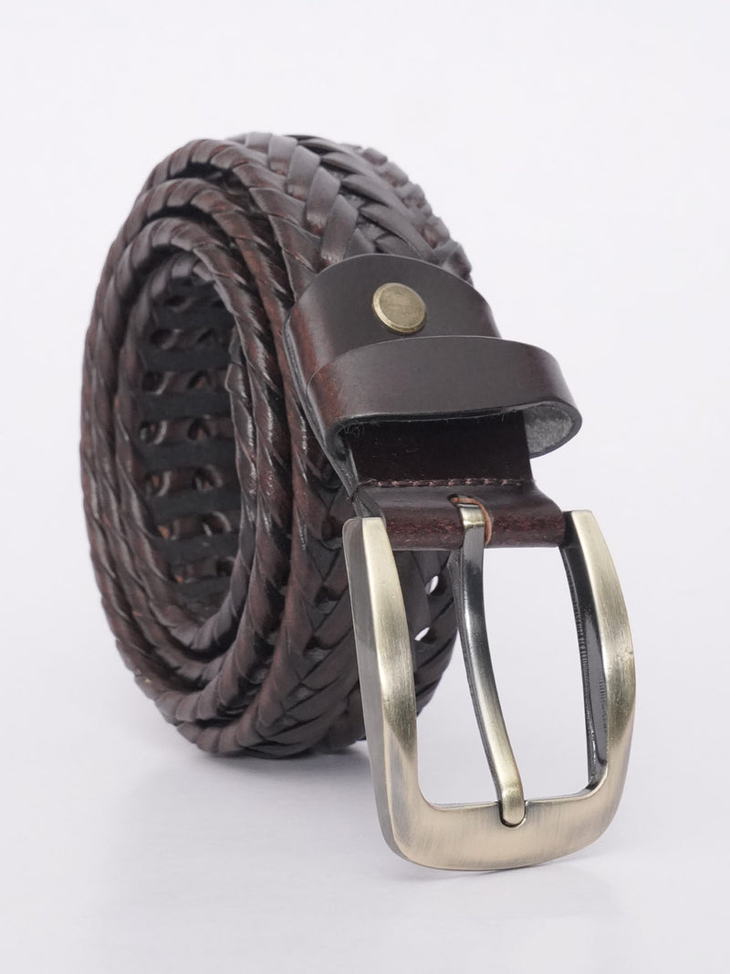 Dark Brown Braided Leather Belt (BELT-577)