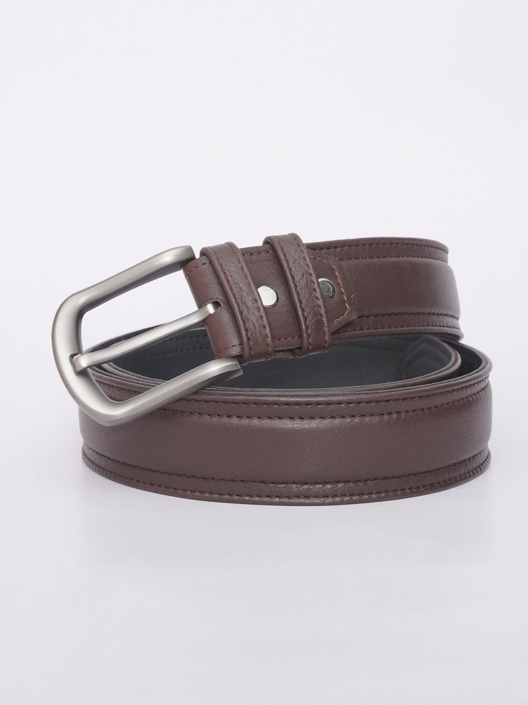 Dark Brown Textured Leather Belt (BELT-579)