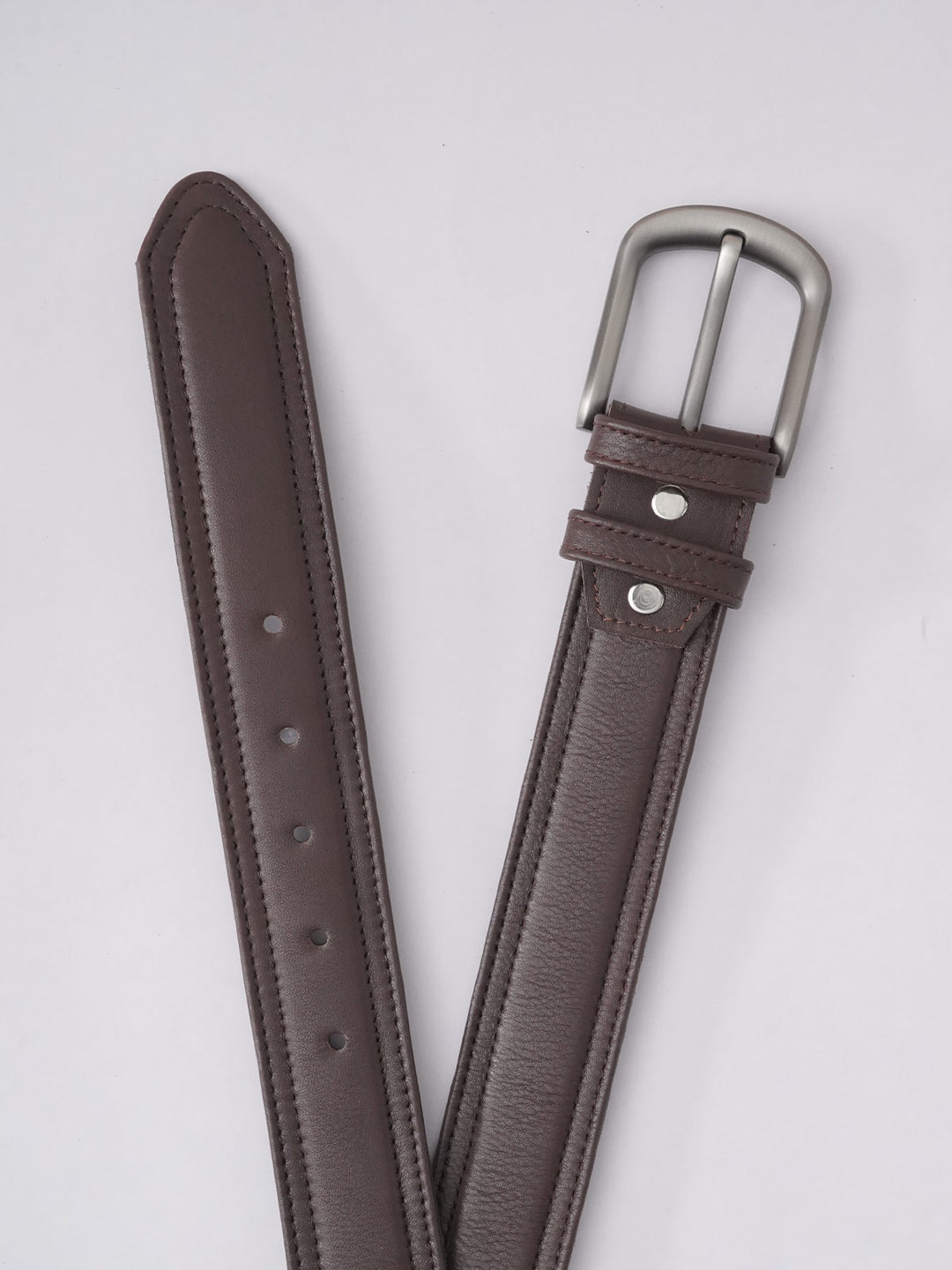 Dark Brown Textured Leather Belt (BELT-579)