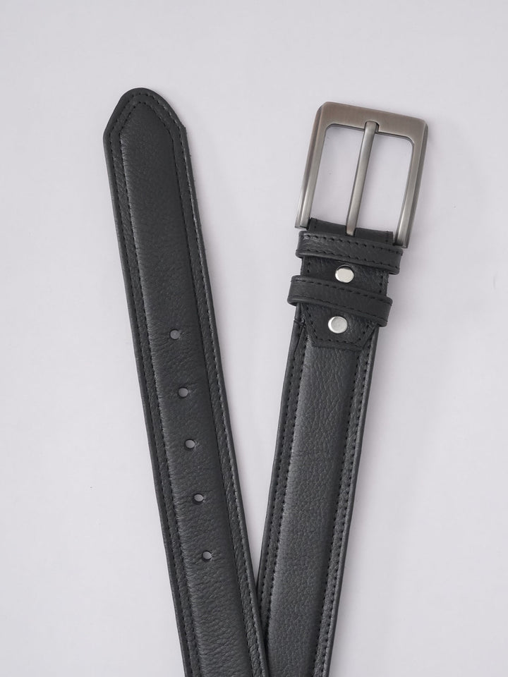 Black Textured Leather Belt (BELT-582)