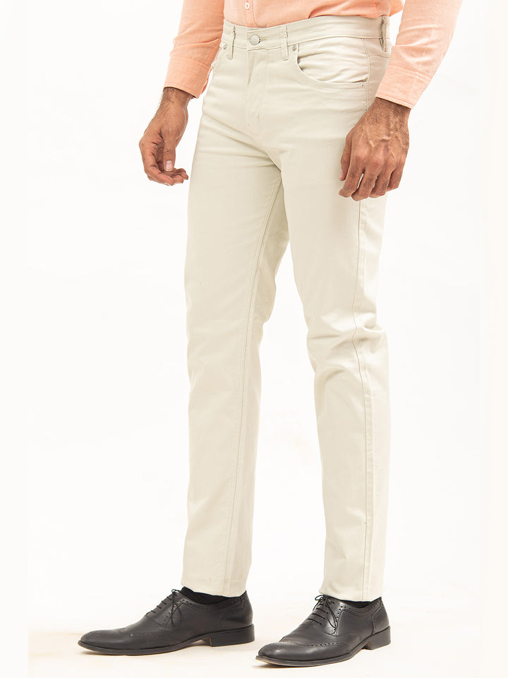 Off White Plain Basic 5 Pockets Cotton Pant (BFP-09)