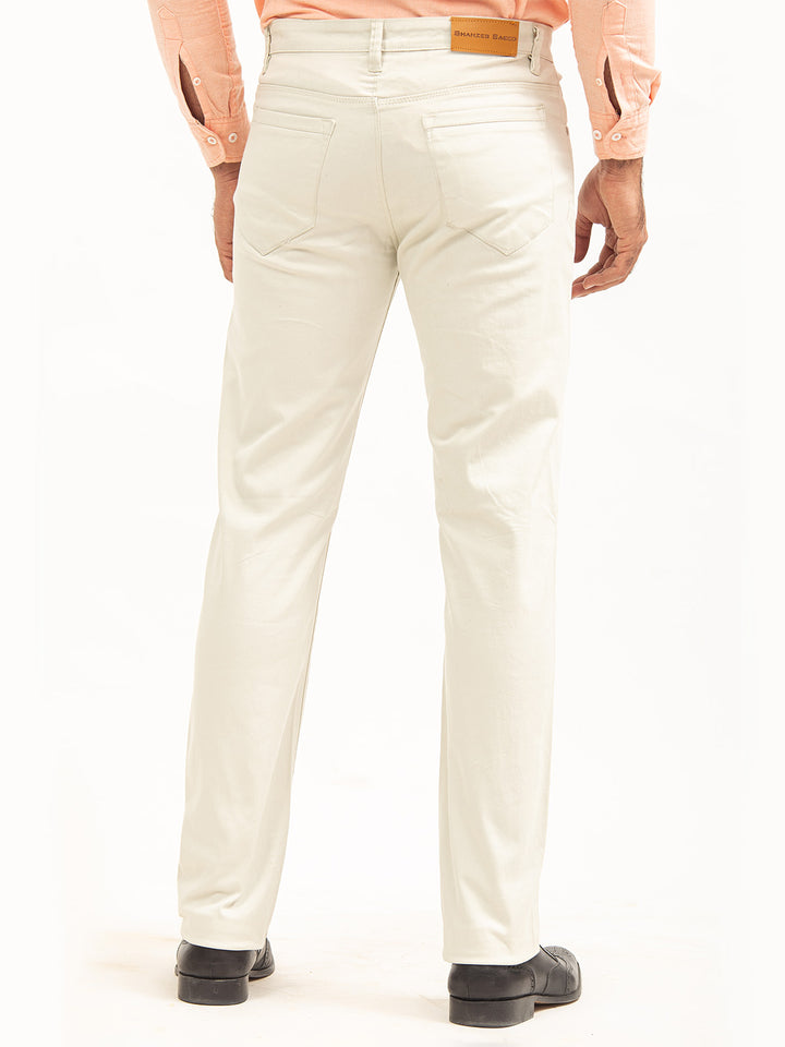 Off White Plain Basic 5 Pockets Cotton Pant (BFP-09)