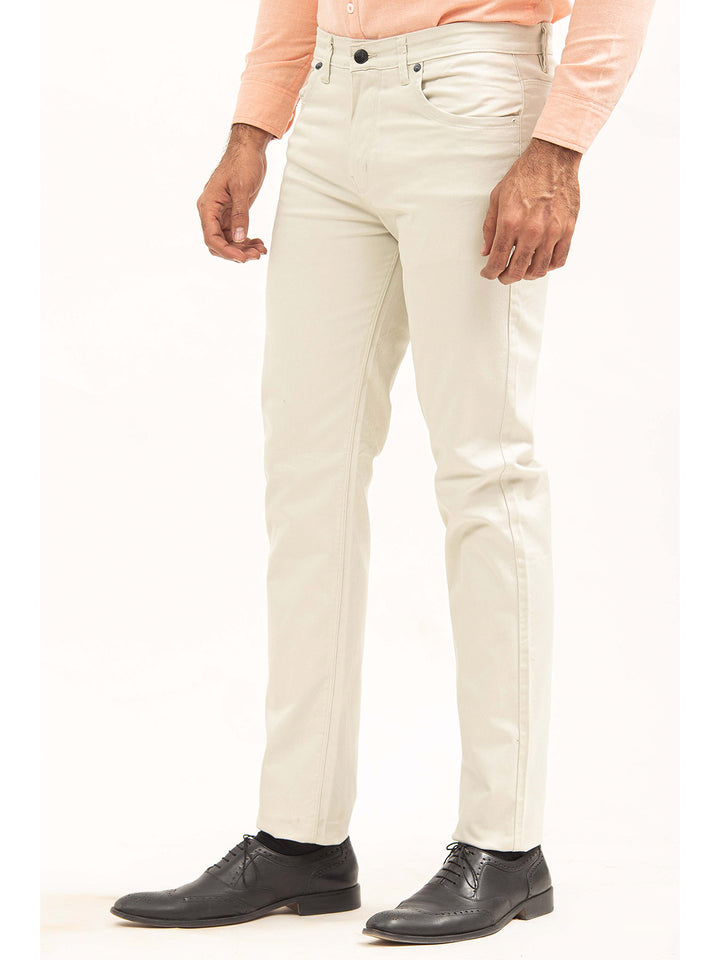 Off White Plain Basic 5 Pockets Cotton Pant (BFP-16)