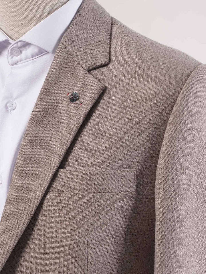 Light Brown Self Single-Breasted Tailored Men’s Blazer (BMF-004)