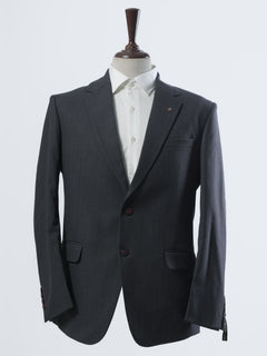 Charcoal Grey Self Single-Breasted Tailored Men’s Blazer (BMF-013)