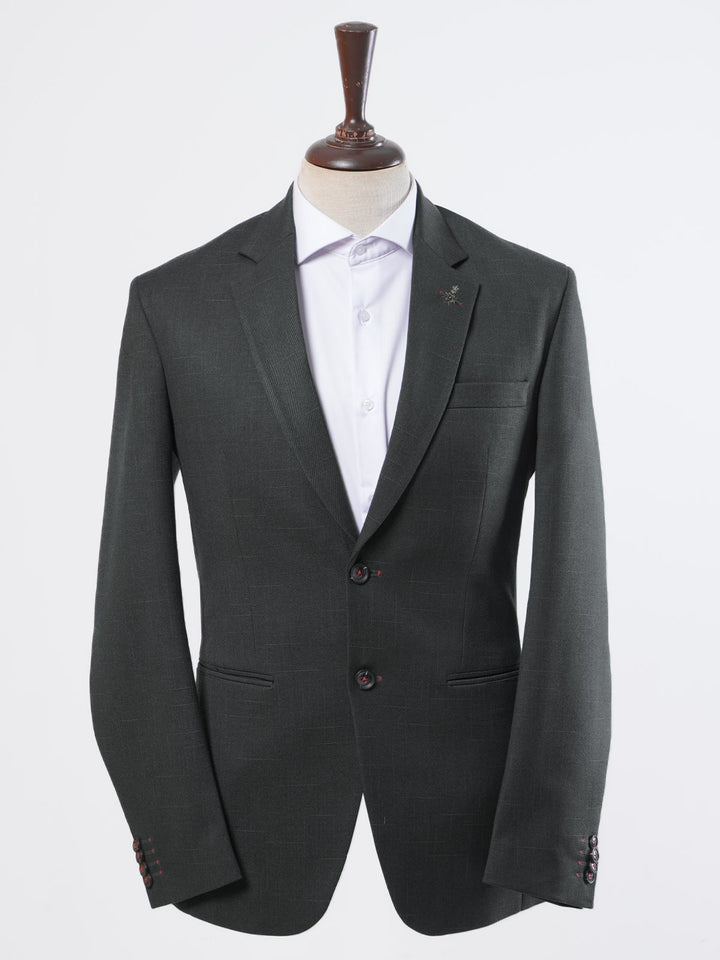 Dark Grey Self Single-Breasted Tailored Men’s Blazer (BMF-015)