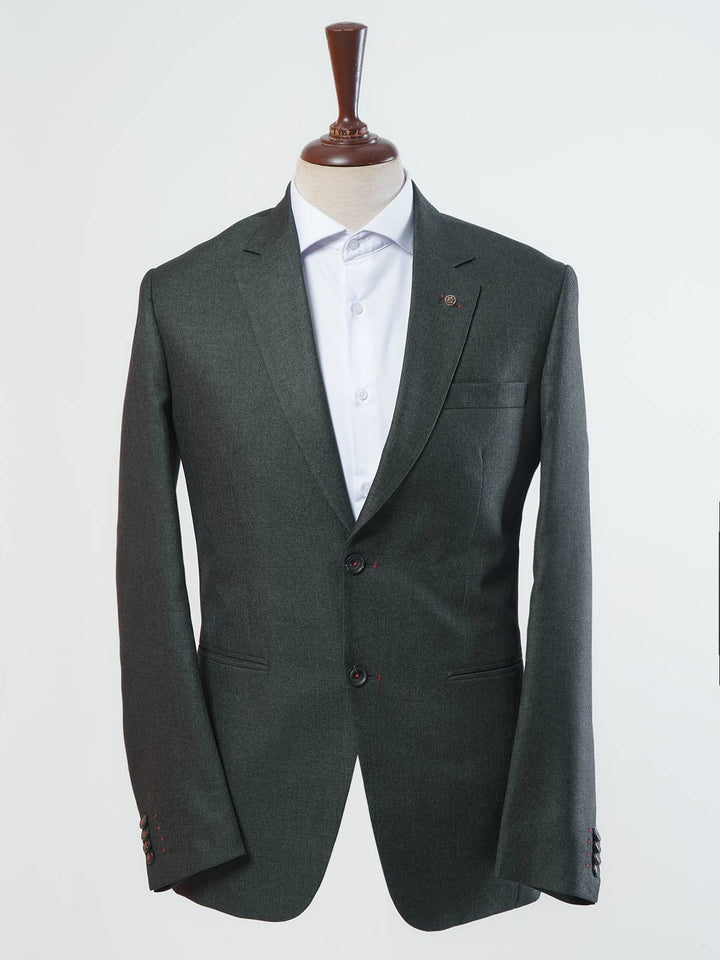 Dark Green Self Single-Breasted Tailored Men’s Blazer (BMF-016)