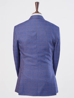 Royal Blue Self Checked Single-Breasted Tailored Men’s Blazer (BMF-019)