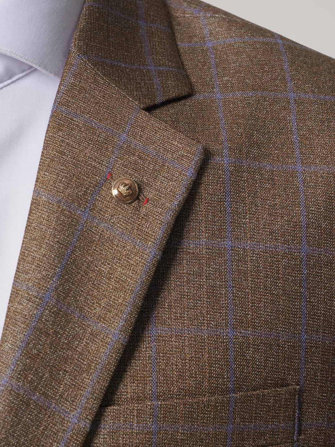 Light Brown & Purple Self Checked Single-Breasted Tailored Men’s Blazer (BMF-021)