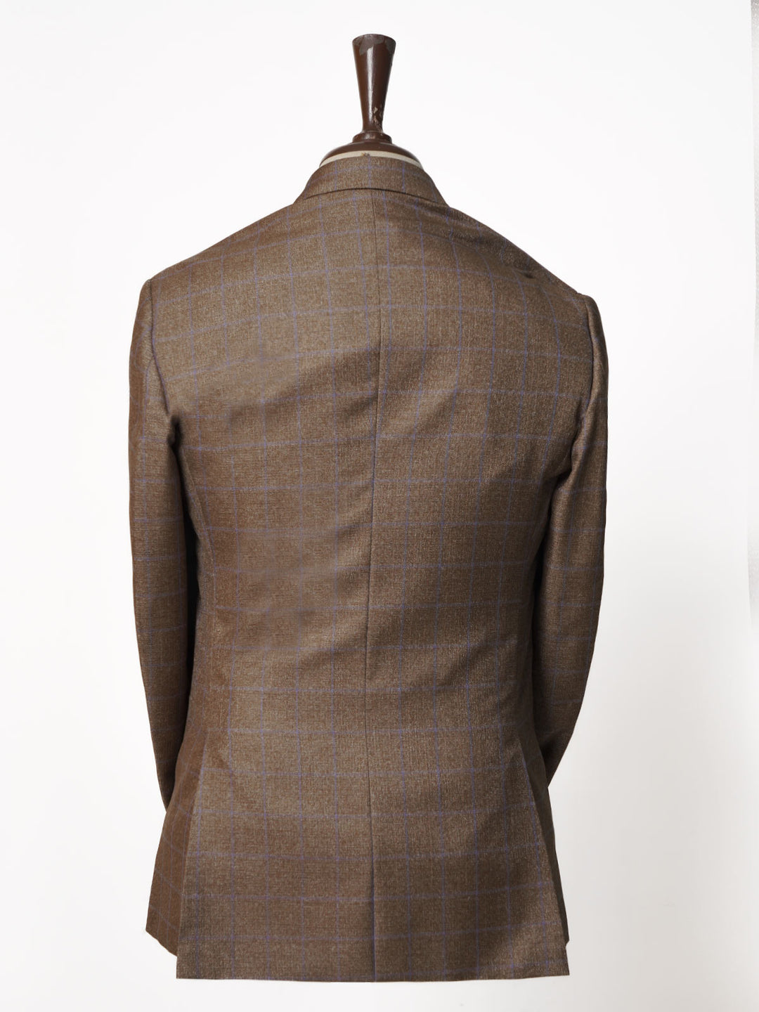 Light Brown & Purple Self Checked Single-Breasted Tailored Men’s Blazer (BMF-021)