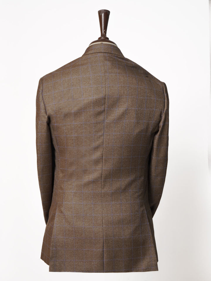 Light Brown & Purple Self Checked Single-Breasted Tailored Men’s Blazer (BMF-021)