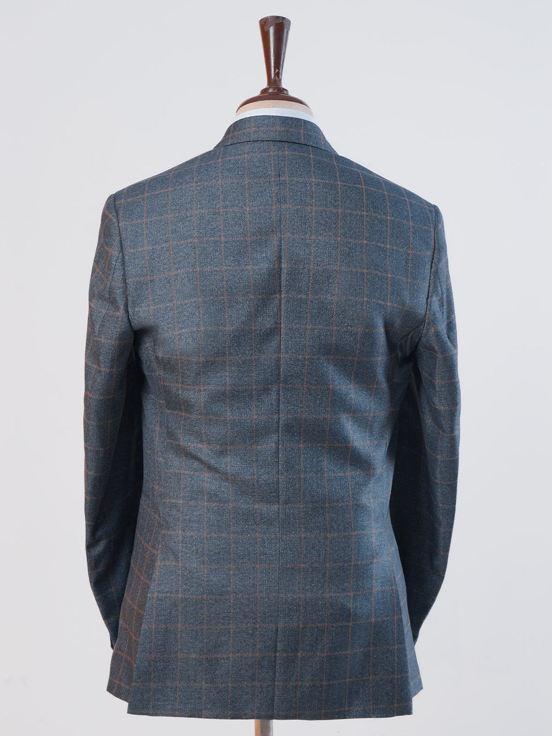 Greyish Blue Self Checked Single-Breasted Tailored Men’s Blazer (BMF-023)