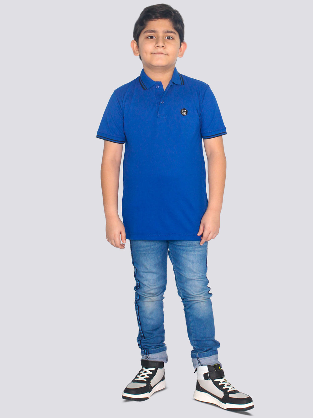 Contrast Tipping Royal Blue Boys Polo T-Shirt (BP-23)