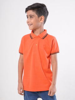 Orange Contrast Tipping Boys Polo T-Shirt (BP-31)