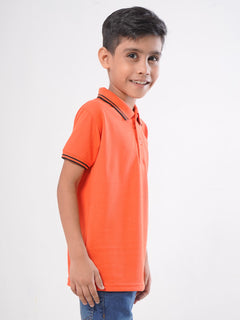 Orange Contrast Tipping Boys Polo T-Shirt (BP-31)