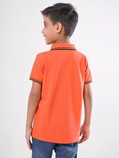 Orange Contrast Tipping Boys Polo T-Shirt (BP-31)