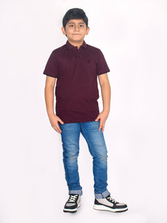 Maroon Contrast Tipping Boys Polo T-Shirt (BP-32)