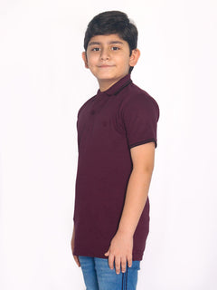 Maroon Contrast Tipping Boys Polo T-Shirt (BP-32)