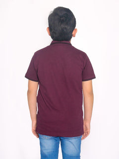 Maroon Contrast Tipping Boys Polo T-Shirt (BP-32)