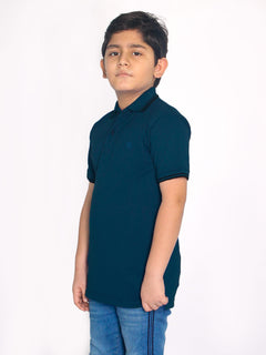 turquoise Contrast Tipping Boys Polo T-Shirt (BP-34)