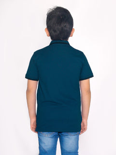 turquoise Contrast Tipping Boys Polo T-Shirt (BP-34)