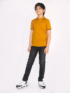 Mustard Contrast Tipping Boys Polo T-Shirt (BP-35)