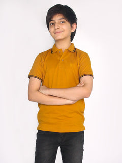 Mustard Contrast Tipping Boys Polo T-Shirt (BP-35)