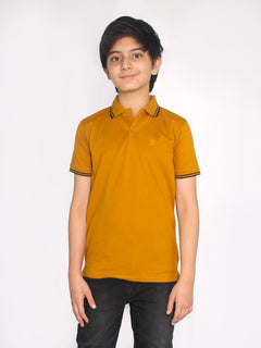 Mustard Contrast Tipping Boys Polo T-Shirt (BP-35)