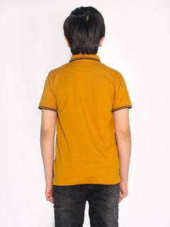 Mustard Contrast Tipping Boys Polo T-Shirt (BP-35)