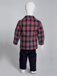 Multi Check Boys Suit for Kids 4 Piece Set Complete Suit (BST5-09)