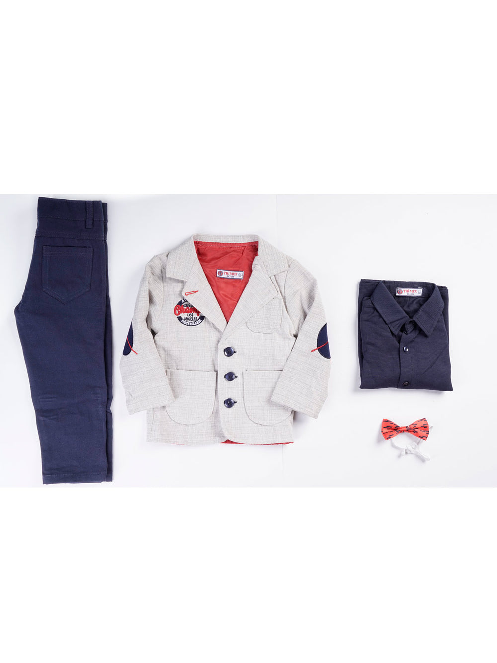 Beige Self Boys Suit for Kids 4 Piece Set Complete Suit (BST5-12)