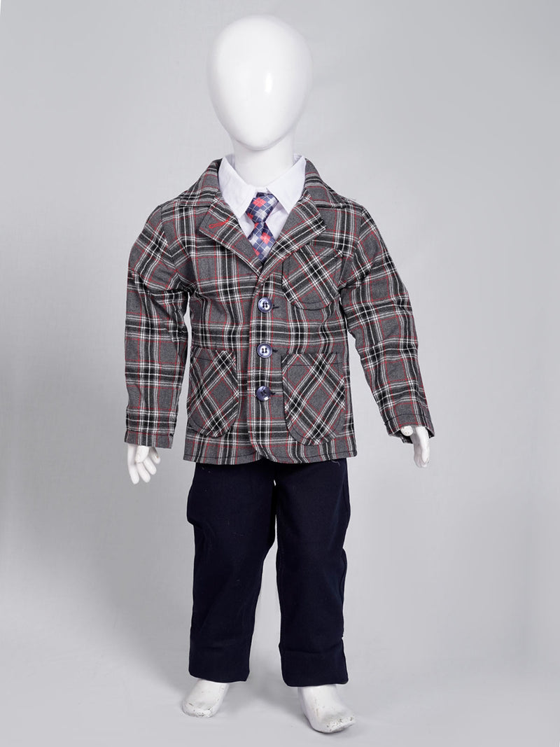 Multi Self Check Boys Suit for Kids 4 Piece Set Complete Suit (BST5-14)