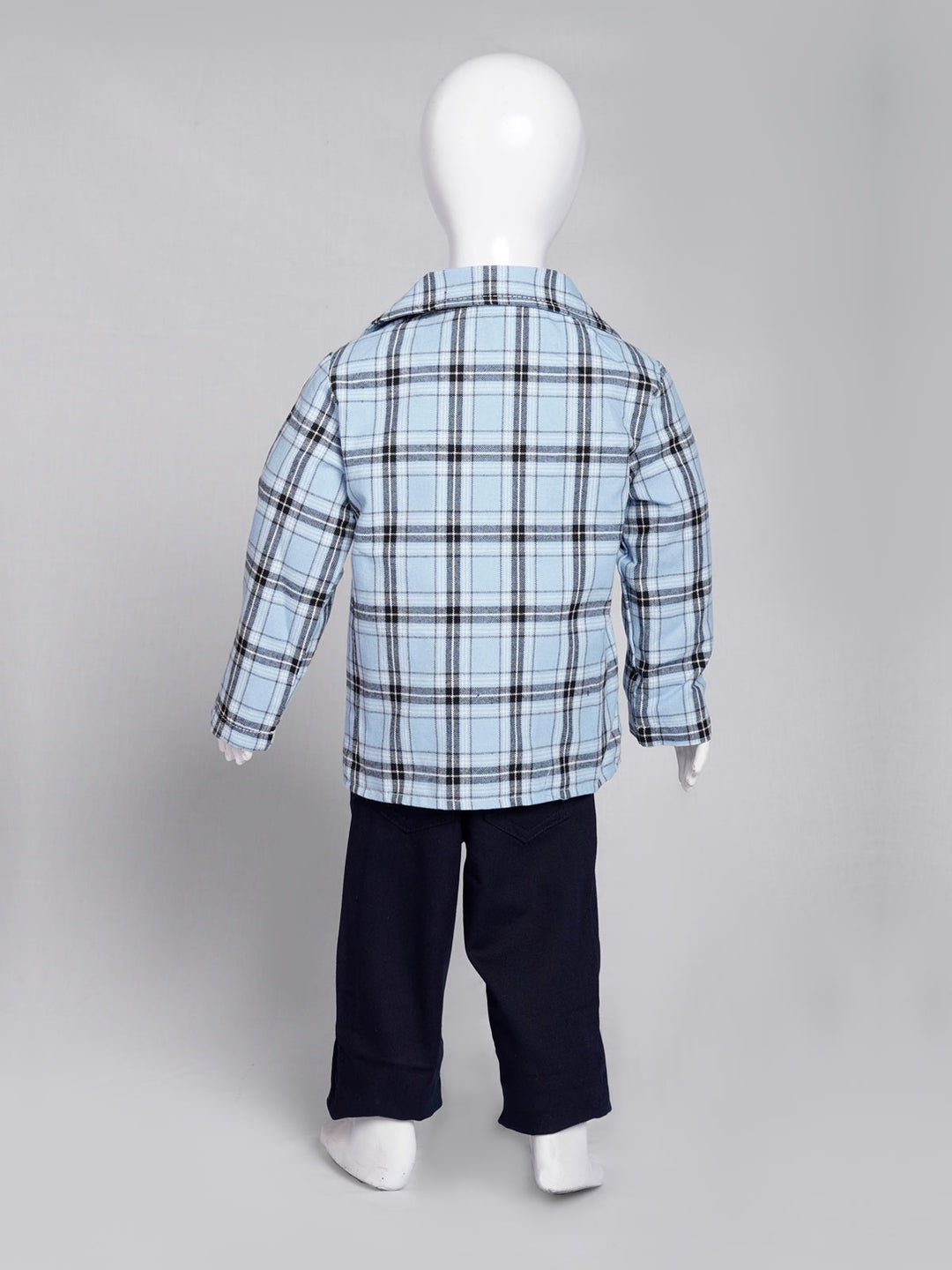 Blue Self Check Boys Suit for Kids 4 Piece Set Complete Suit (BST5-18)