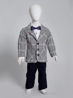 Multi Check Boys Suit for Kids 4 Piece Set Complete Suit (BST5-19)